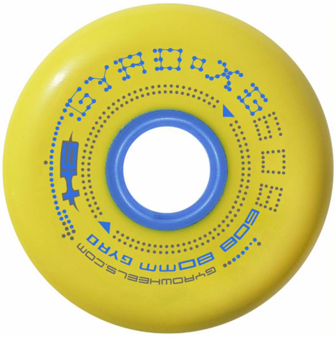 A yellow Gyro XG wheel, especially useful for speed slalom